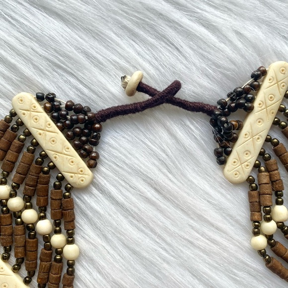 NEW Free People Silver Sage Collar Necklace Wood - Picture 3 of 7